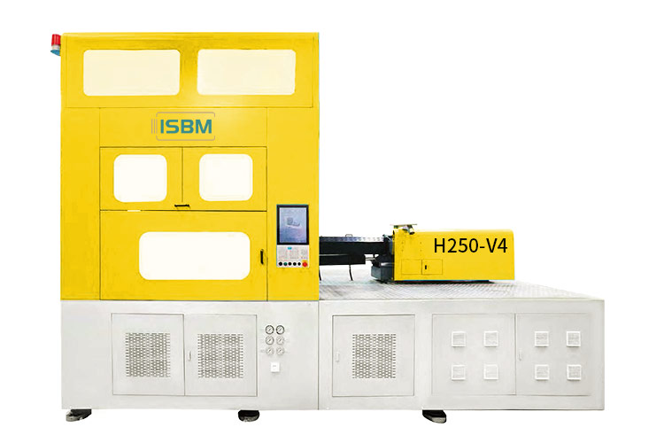 H250-V4 four-station hydraulic ISBM machine for PET and PETG container tooling layouts